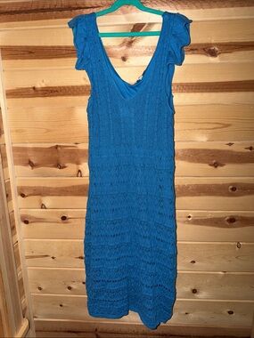 Freshman Royal Blue Knit Sleeveless Midi Dress